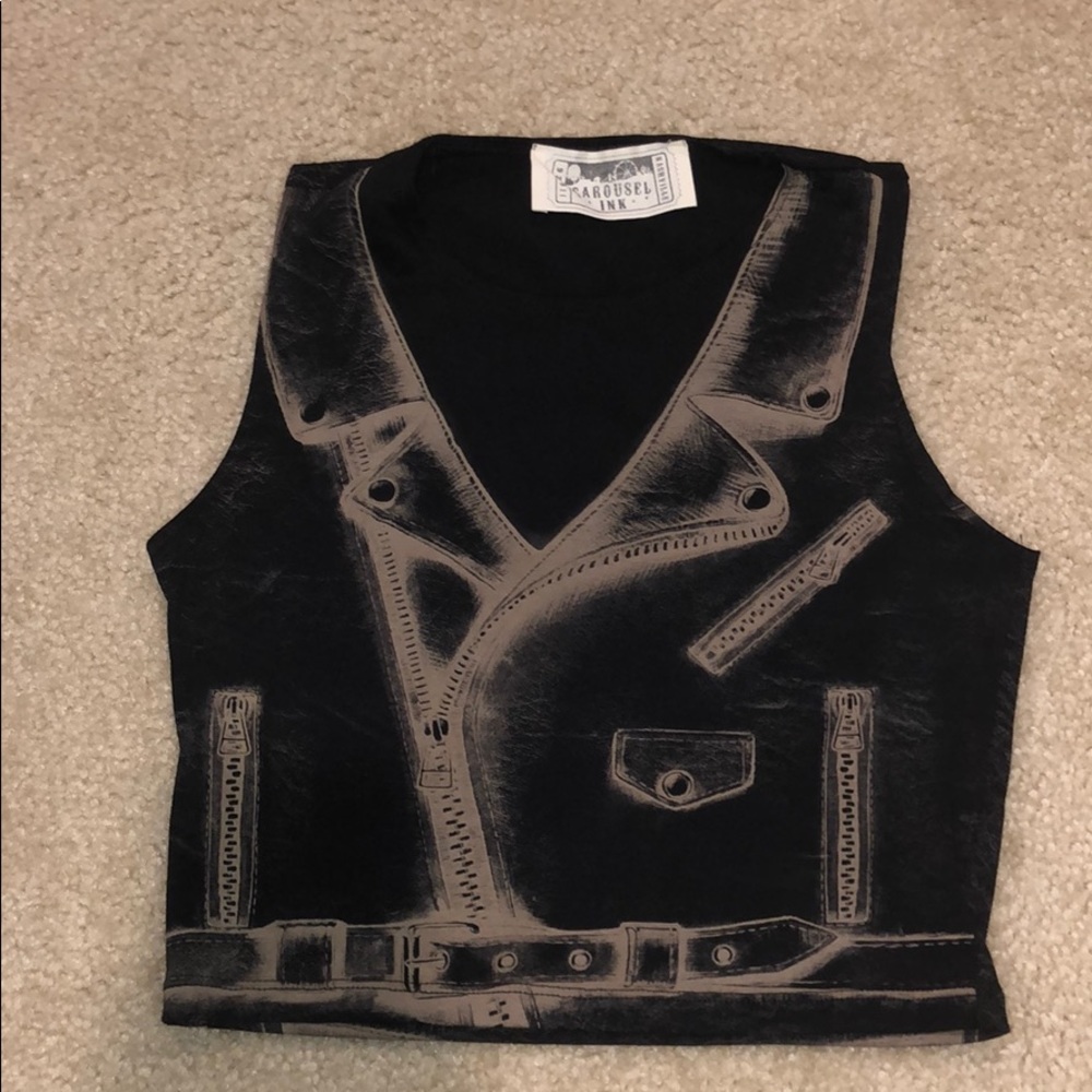 leather jacket designed crop top